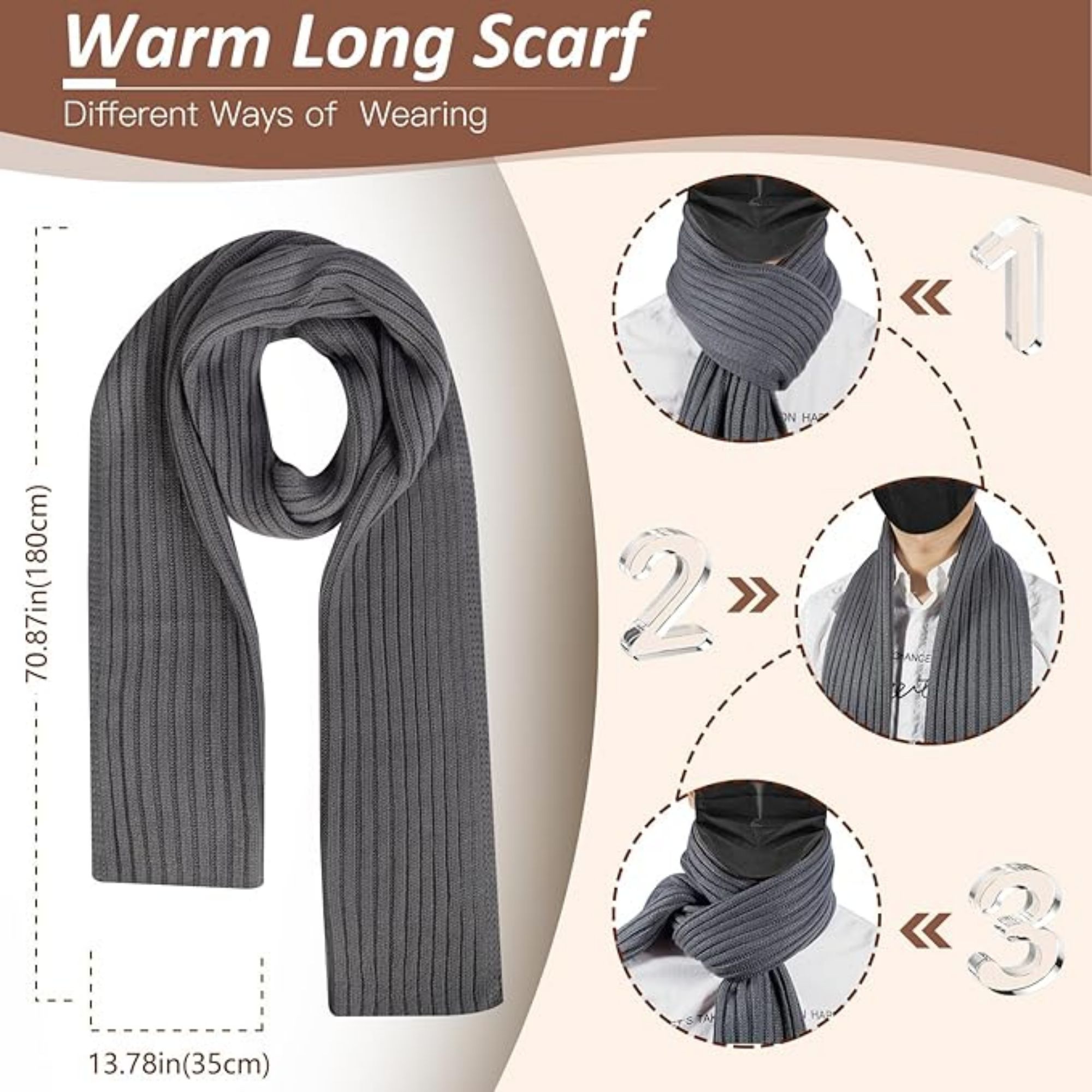 Warm Knit Themal Gloves Long Scarf Set 3