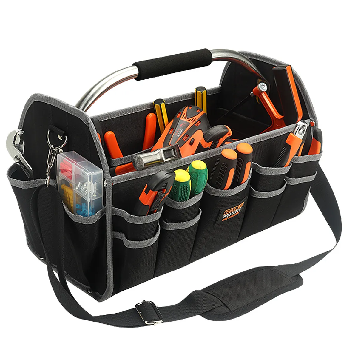 Open Top Tool Tote Bag Organizer with Handle Carrier, custom tote bag with logo imprint 4