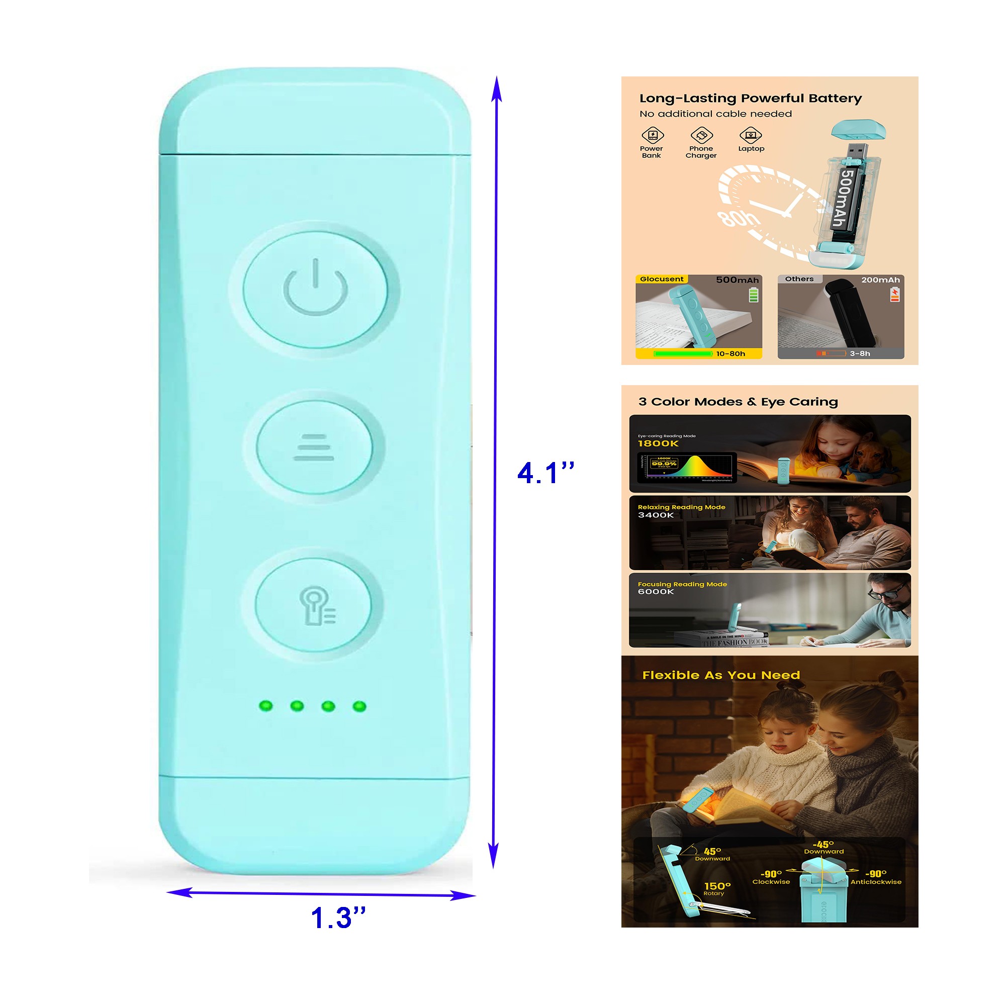 USB Rechargeable Book Light for Reading in Bed 2