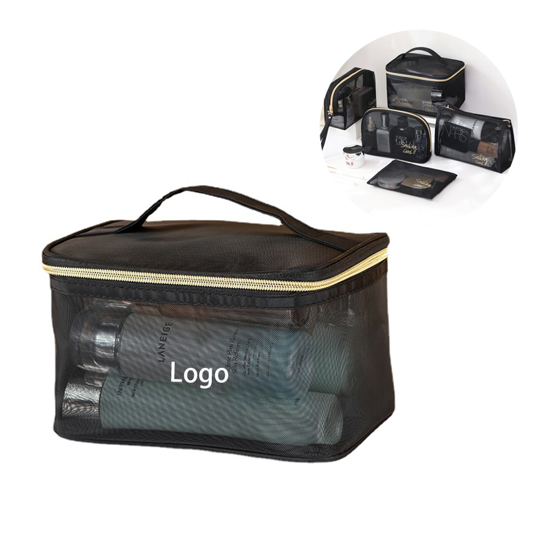 Black Mesh Toiletry Bag Cosmetic Bag 1