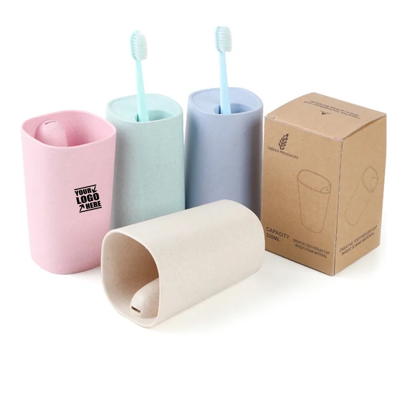 Wheat Straw Plastic Toothbrush Holder Cups 1