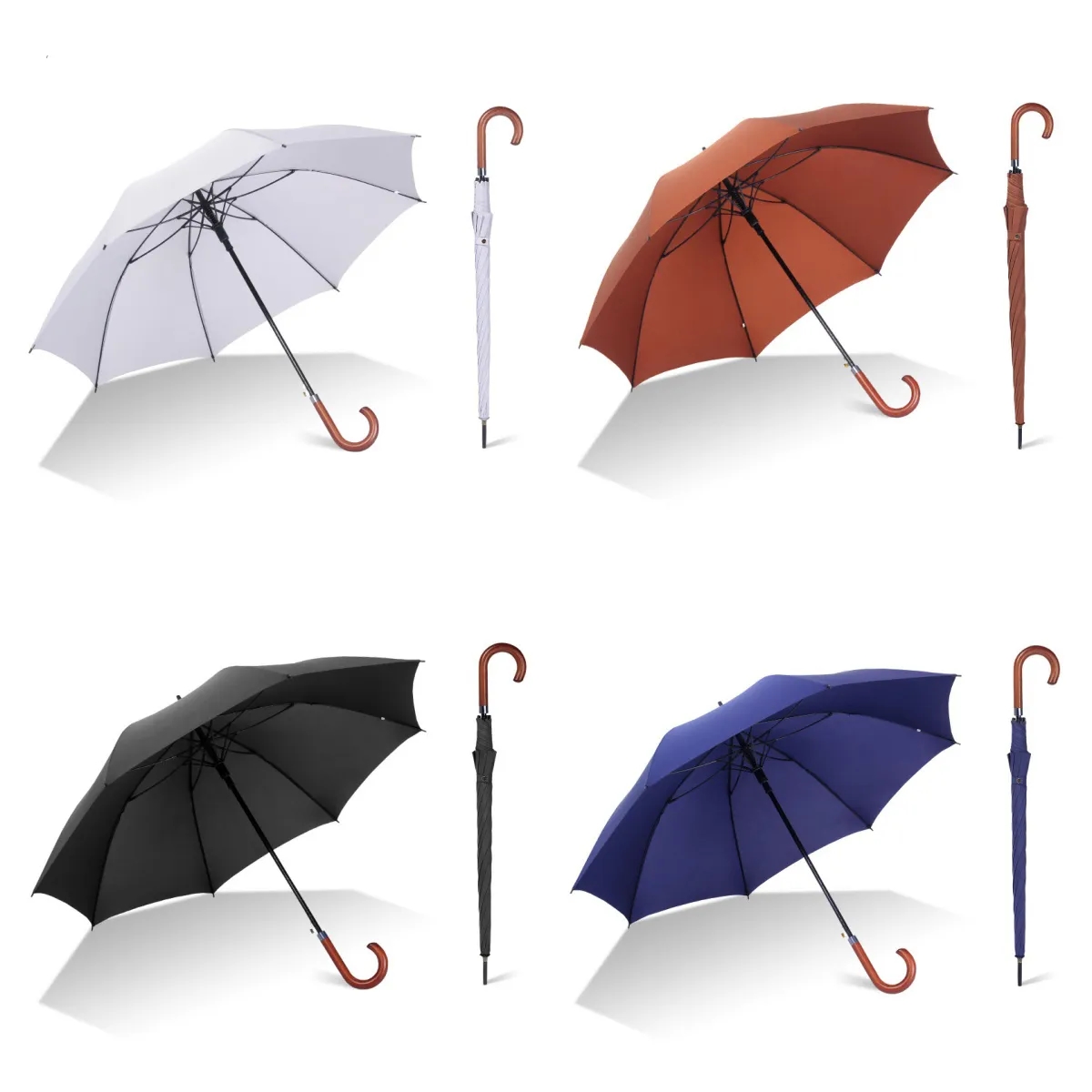 Custom Logo Golf Umbrellas Bulk with Wooden Handle for Promotional Gifts 3