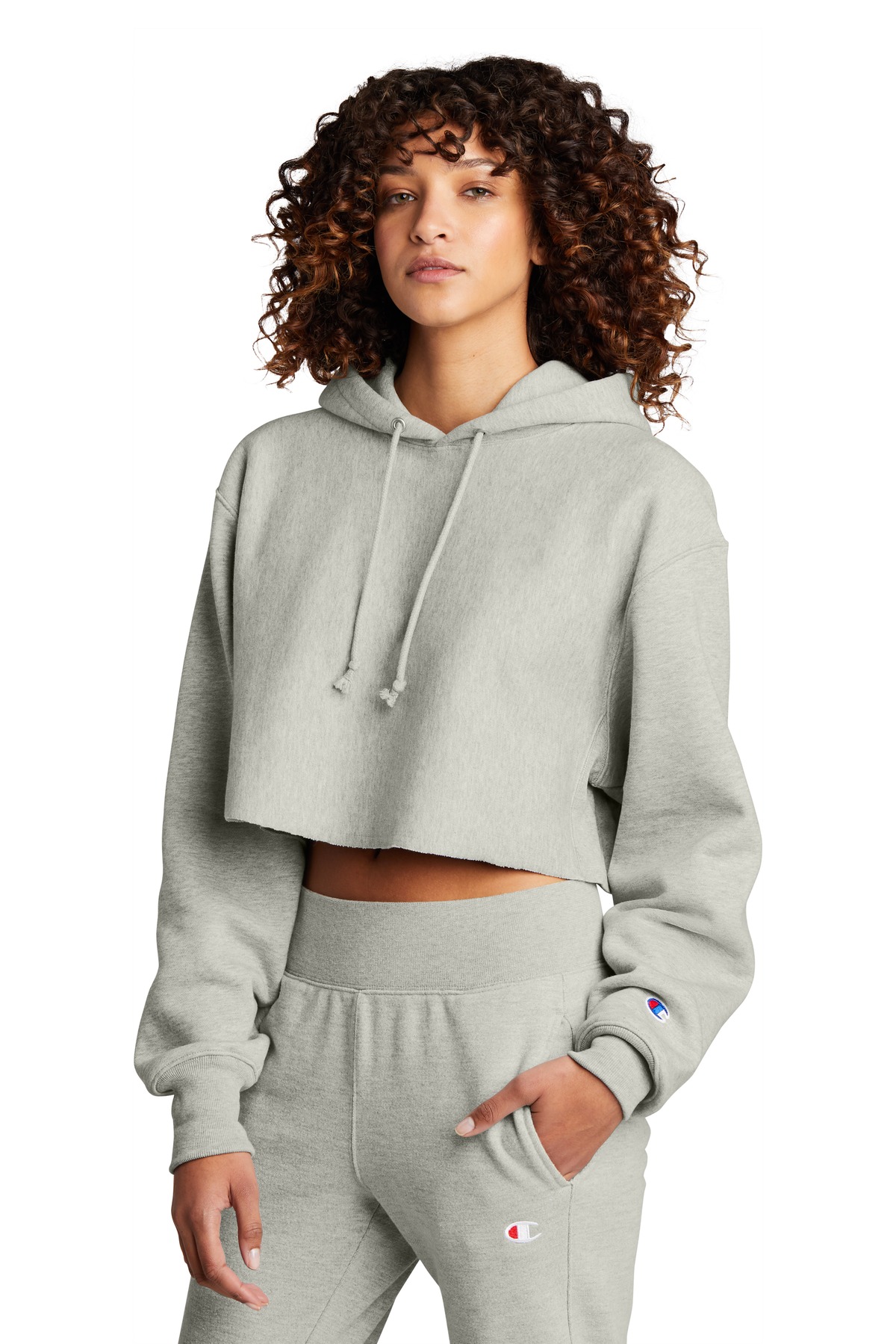 Champion Women's Reverse Weave Cropped Cut-Off Hooded Sweatshirt RW01W 35
