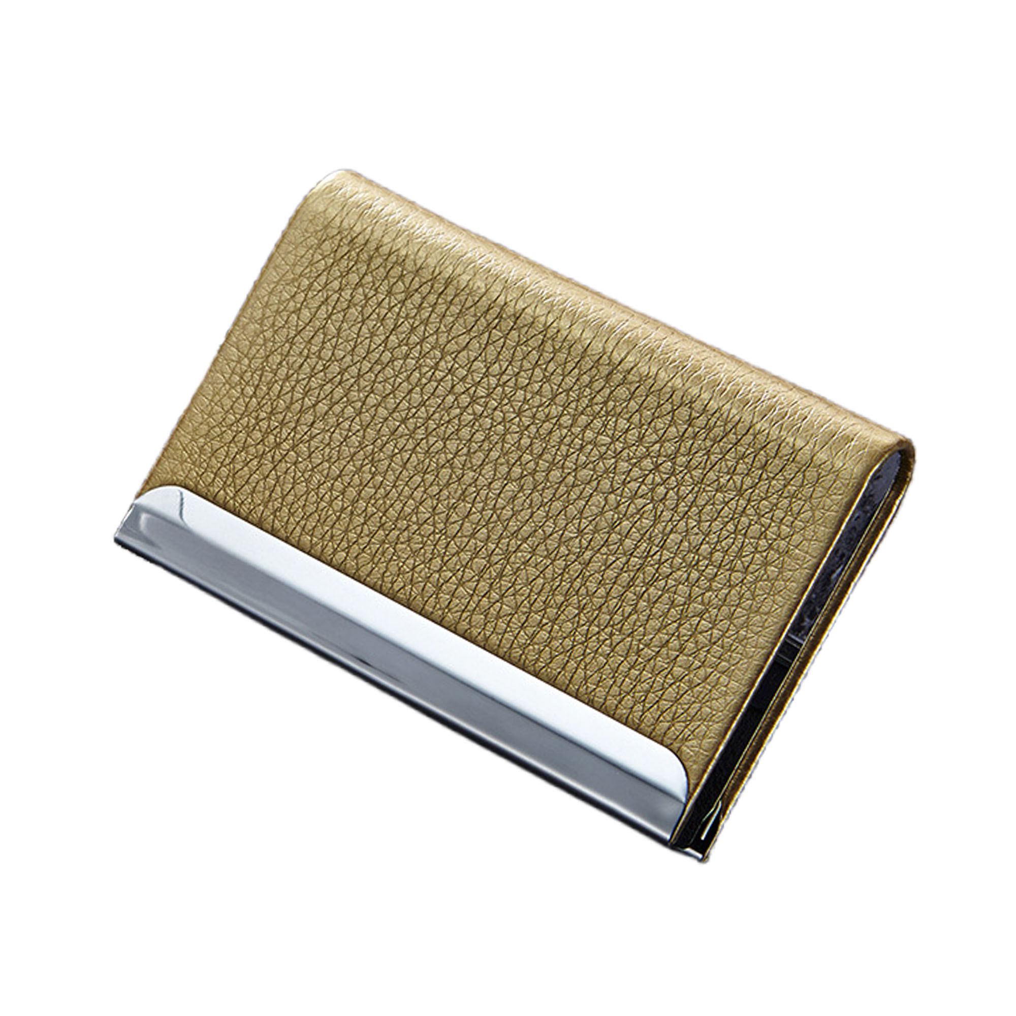 PU Leather Metal Insert Thick Large Capacity Business Card Holder 6
