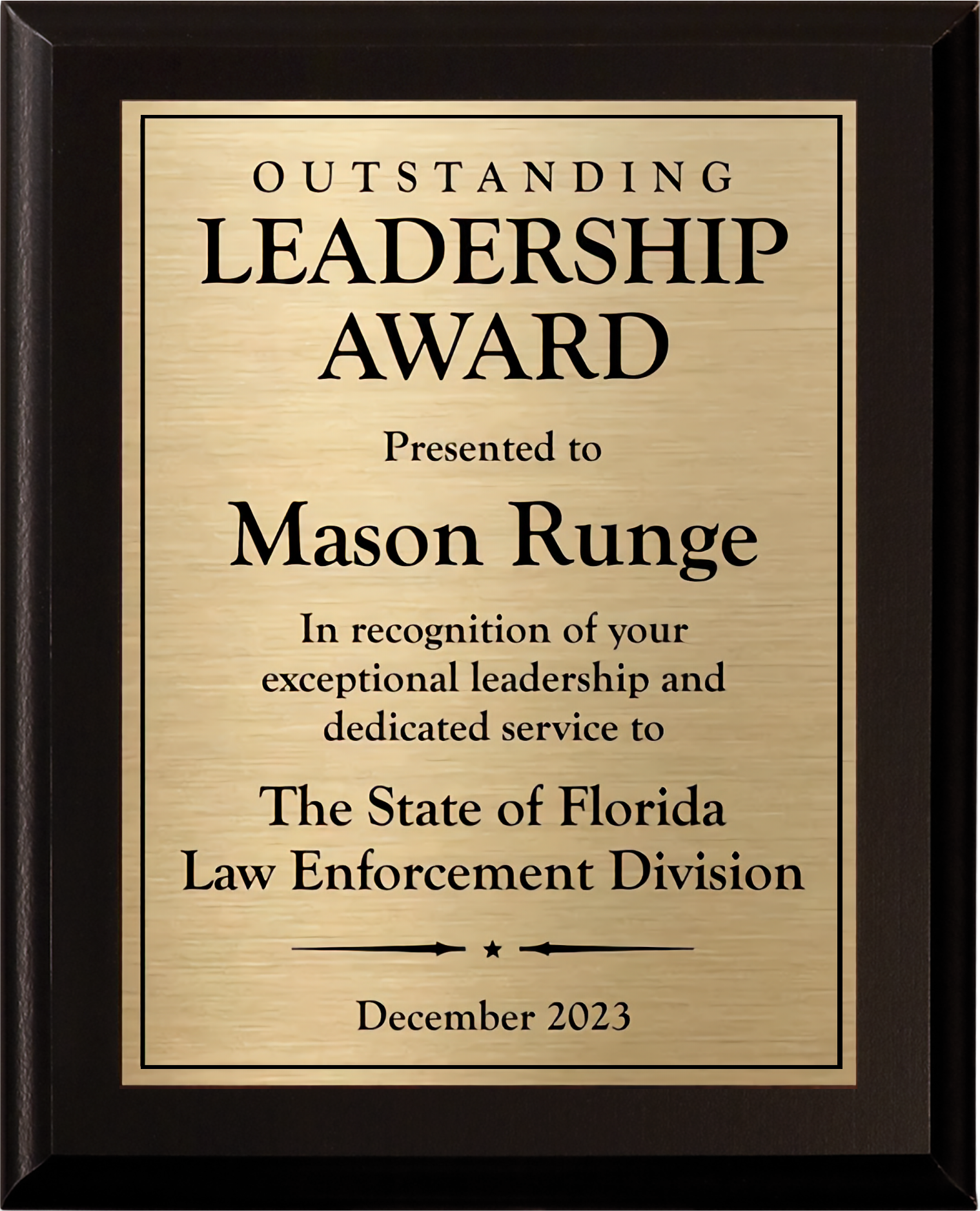 Black Matte Finish Certificate Plaque 13