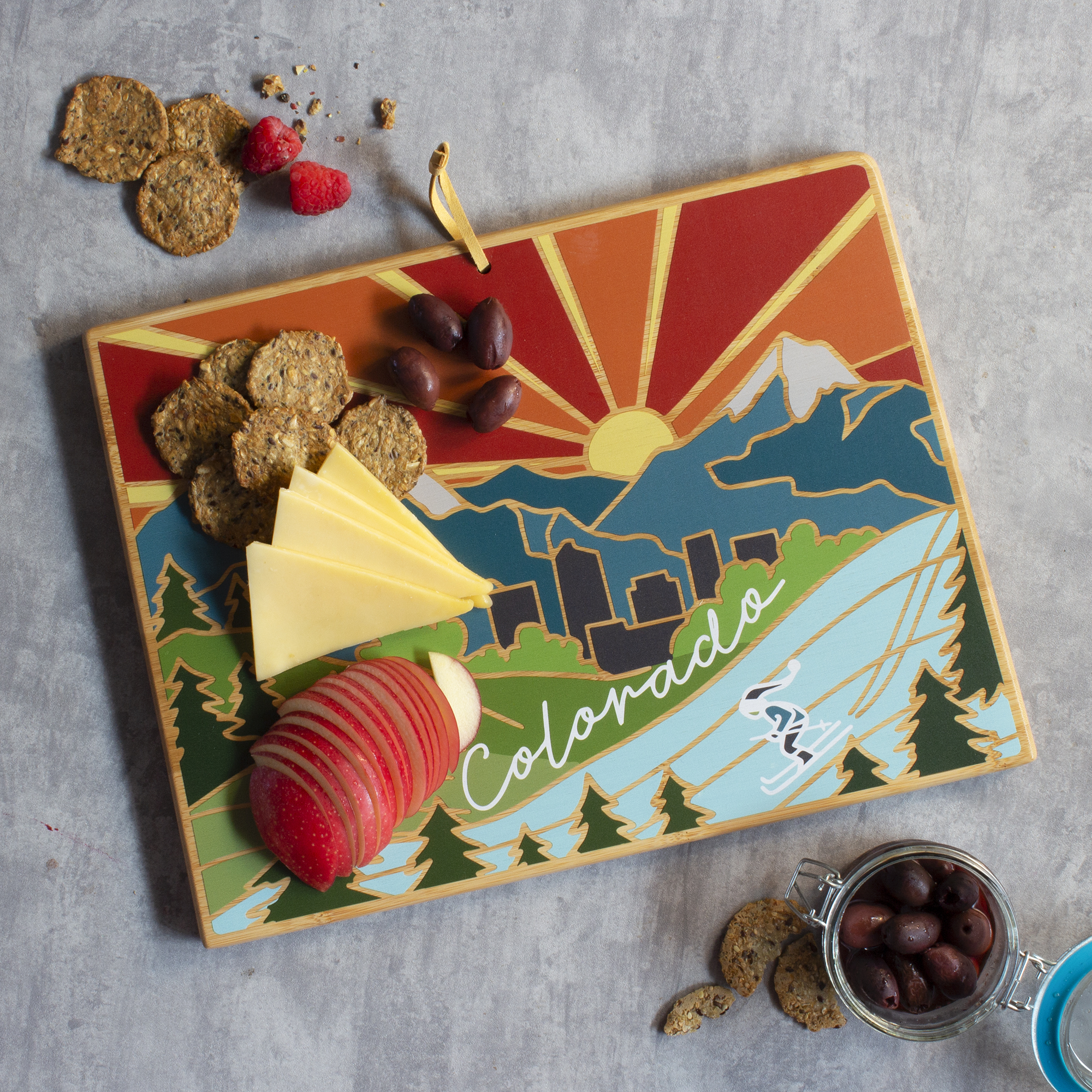 Colorado State Shaped Cutting and Serving Board with Artwork by Summer Stokes 2