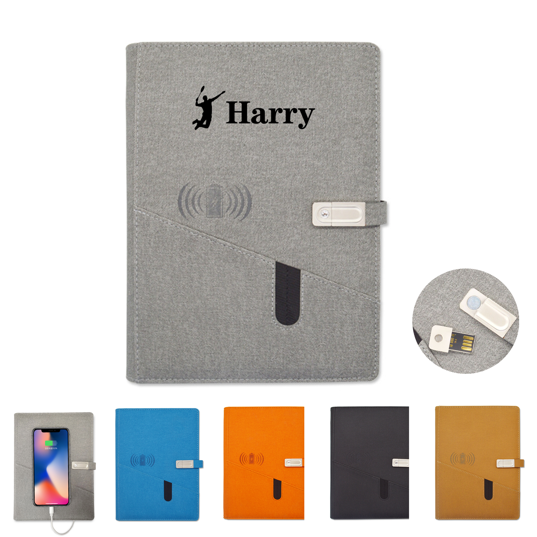 Wireless Charging Notebook With 16G Usb Flash Disk 1