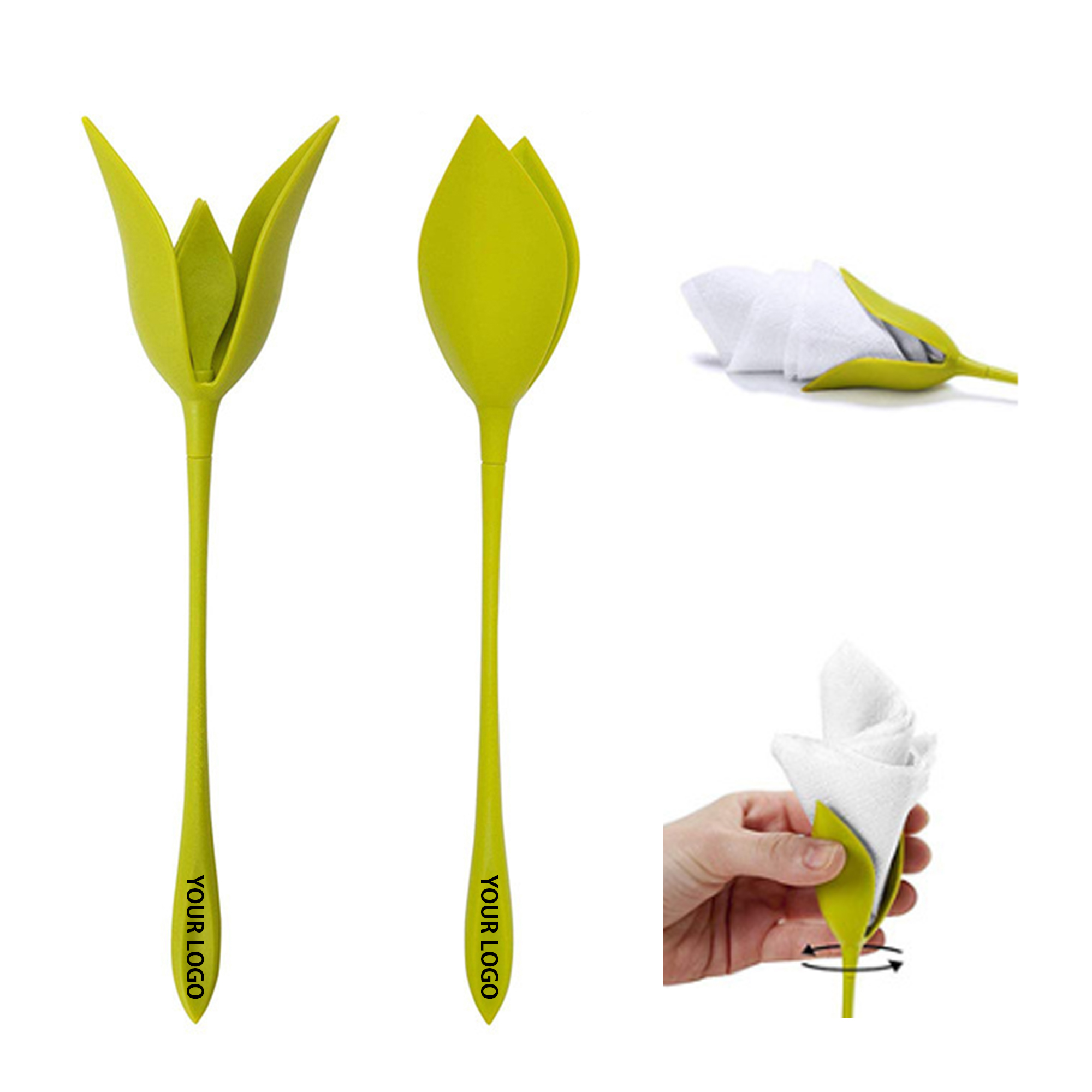 Green Stem Napkin Ring Set 7.9" Length x 2.4" Width 1