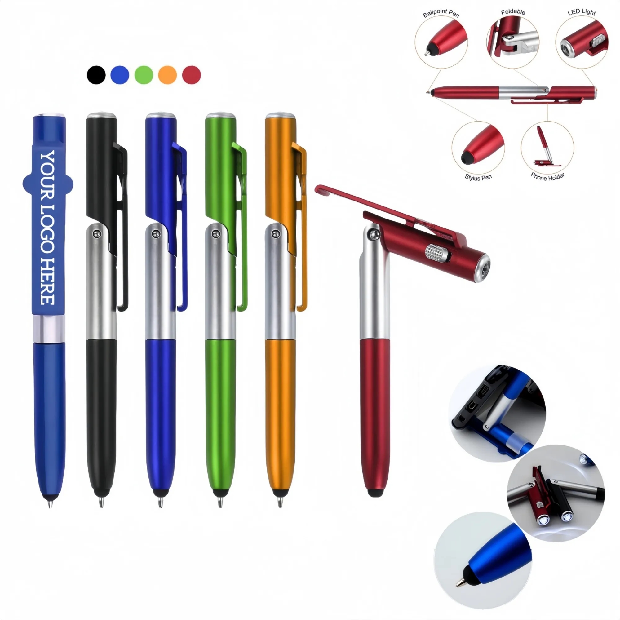 4-in-1 Multi-Function Tech Pen - Stylus, Ballpoint, Flashlig 5