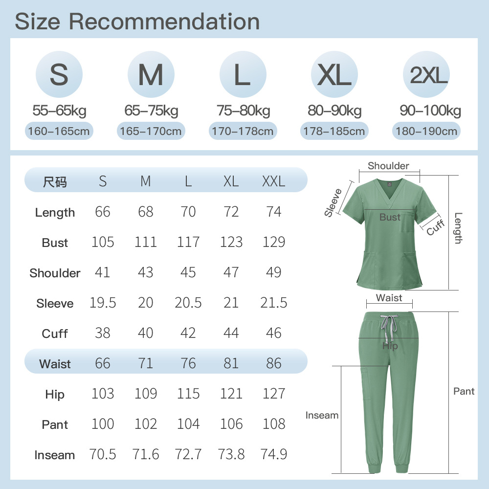 Medical Uniform Scrubs for Women Set V-Neck Pocket Top and Pants 14