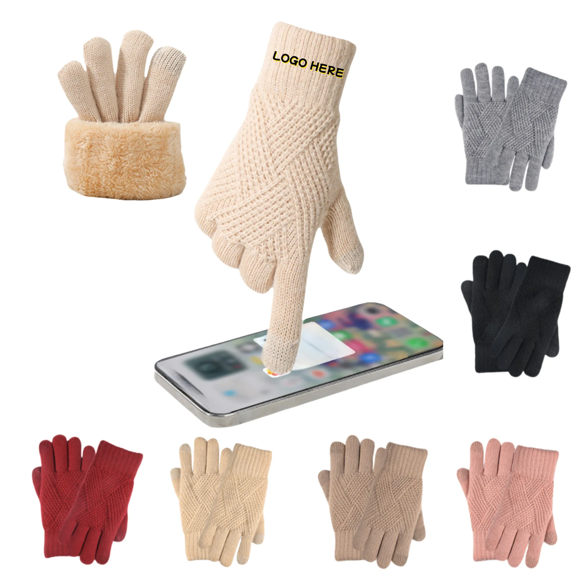 Double-Layer Plush Knitted Gloves 4