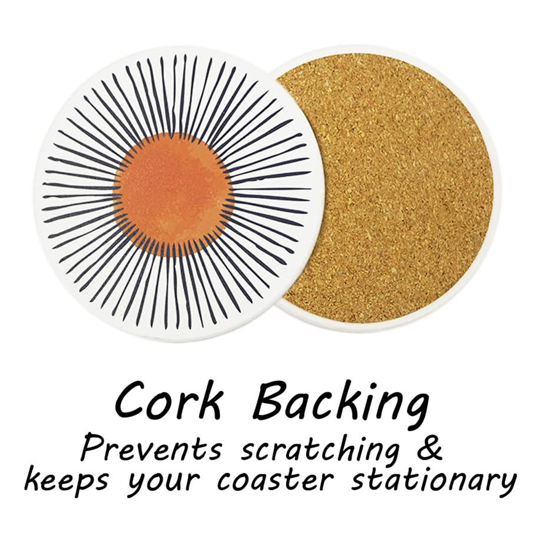 Round Ceramic Stone Coaster with Cork Base 5