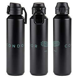 Nexus 27 oz Recycled Aluminum Bottle with Flip-Top Lid and Carabiner 79