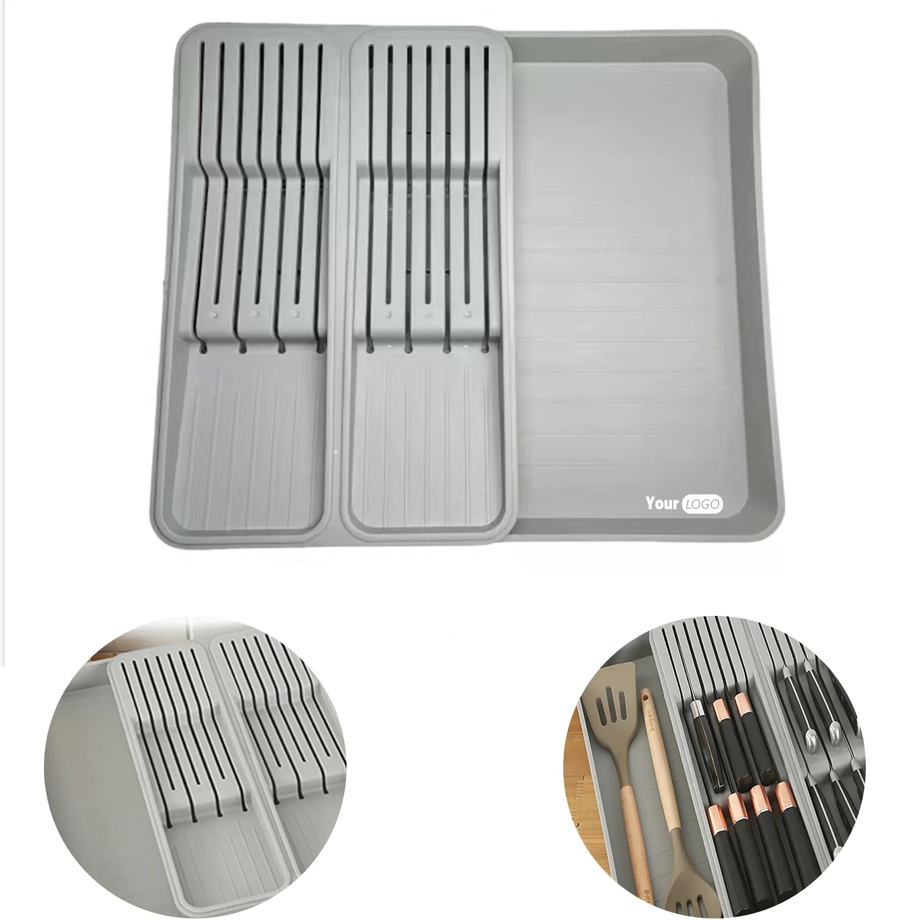 Polypropylene Double-Knife Rack Kitchen Drawer Storage Box 1