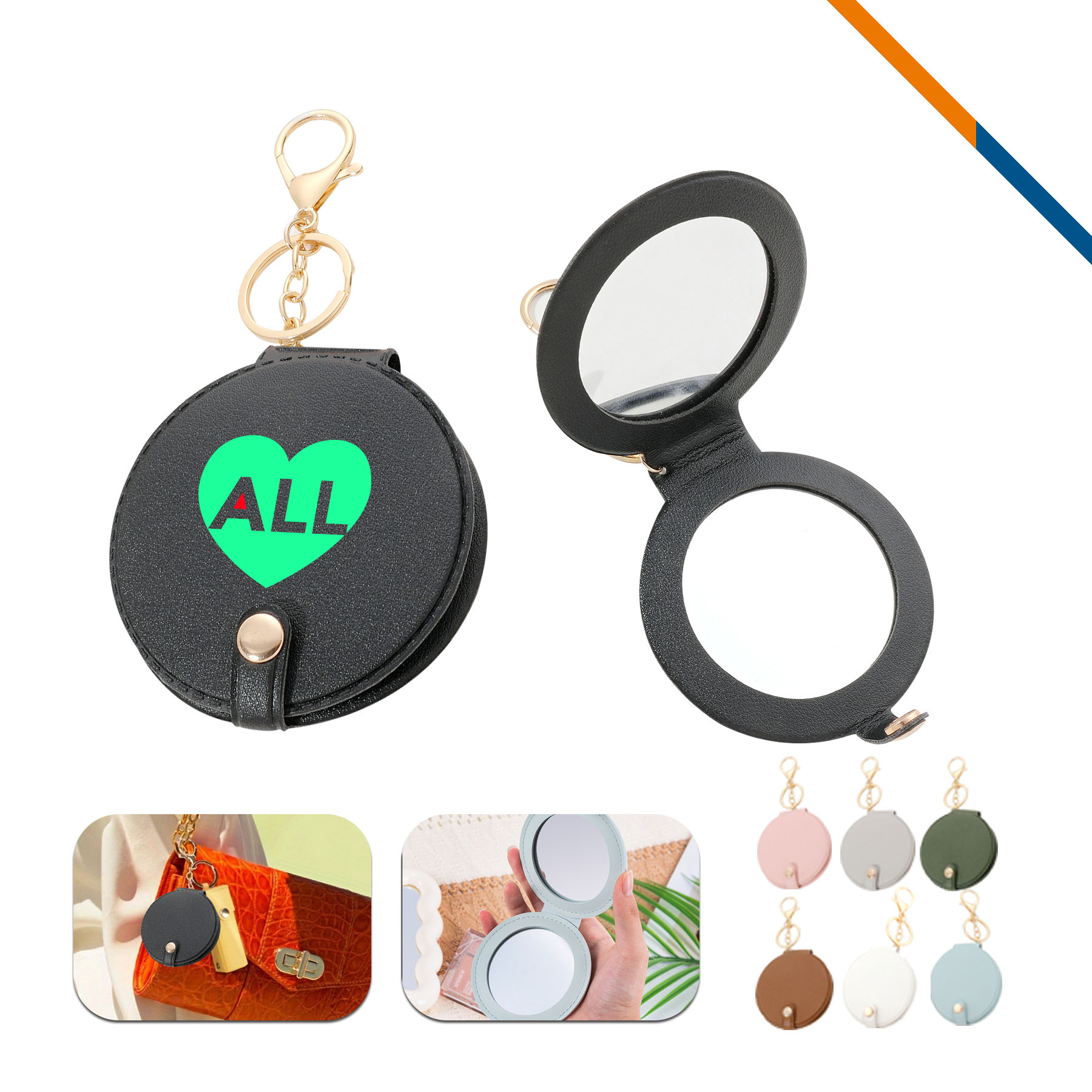 PeltGlow Leather Keychain Compact Mirror 1
