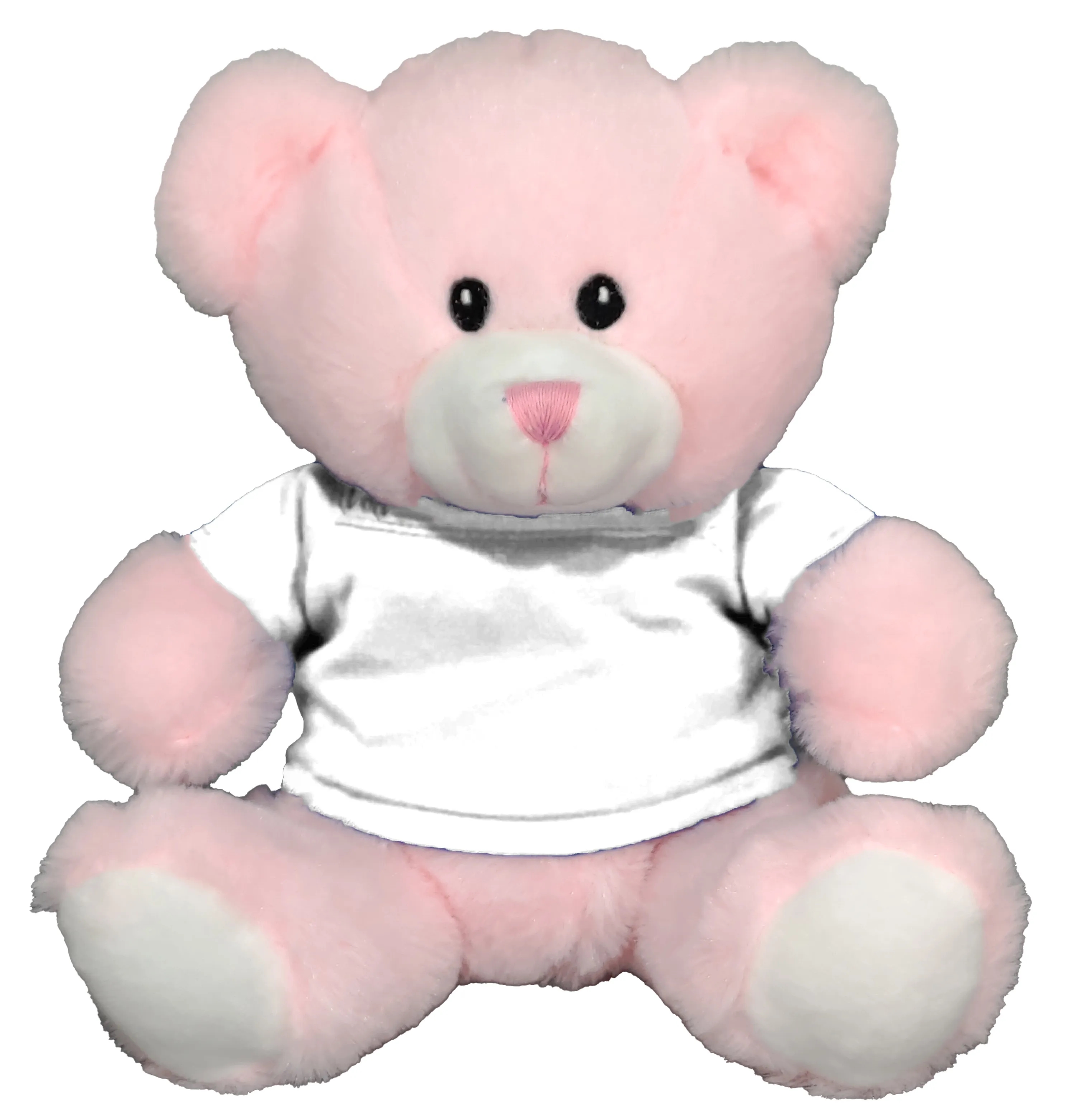 8" Embroidered Eyes Pink Bear 10