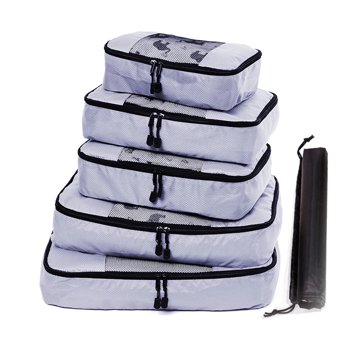 6Pc Packing Cube Zipper Compression Pouch Travel Storage Bag 6