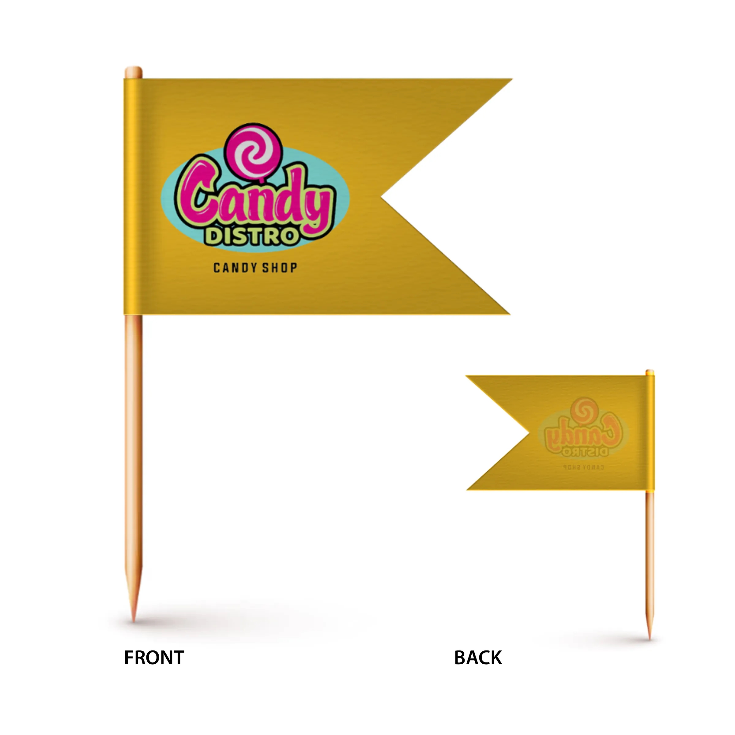 Custom Paper Toothpick Flags - Style C Flag Size 1.5" x 2.5" 1