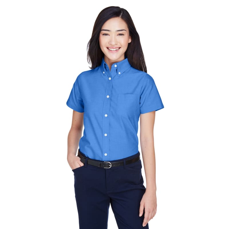 UltraClub Ladies' Classic Wrinkle-Resistant Short-Sleeve Oxford 4