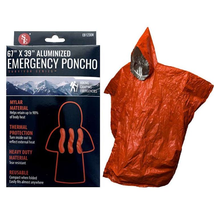 Orange Emergency Aluminized Poncho - 67" x 39" 1