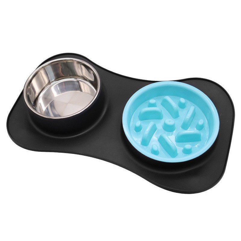 3 in 1 Stainless Steel Food and Water Bowls with Non-Spill and Skid Silicone Mat 6
