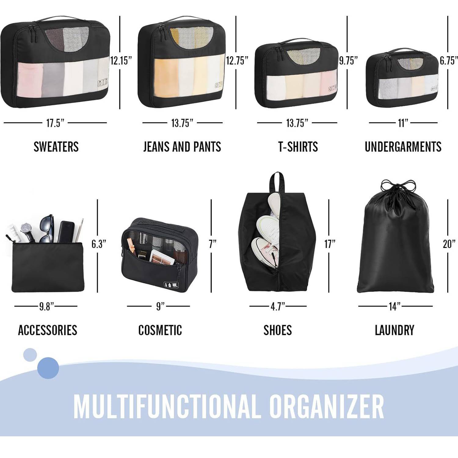 Eight Piece Travel Lightweight Luggage Storage Bag 5