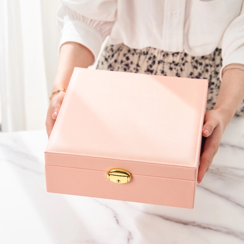 Custom 2-Layer Jewelry Organizer Box with Mirror & Lock 10