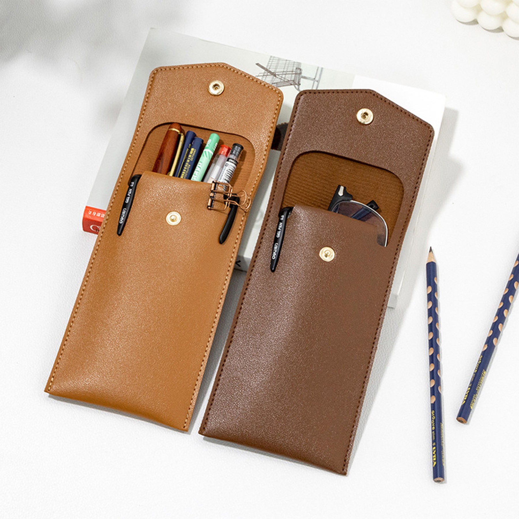 Business PU Leather Pen Storage Bag 12