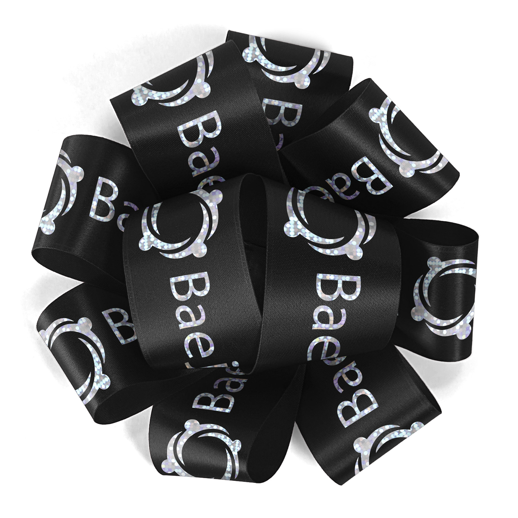 1 1/2" Badge Satin Bow - Foil Print 28