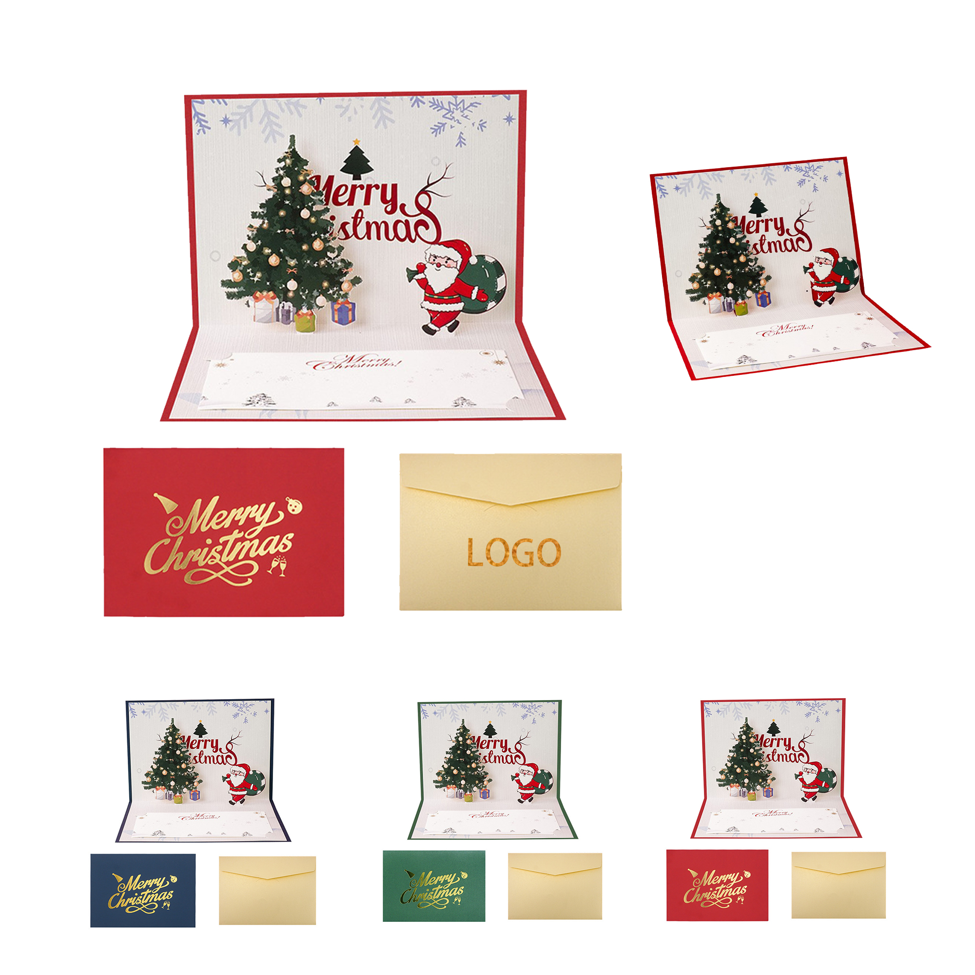 MOQ:50pcs Pop-Up Christmas Greeting Cards 1