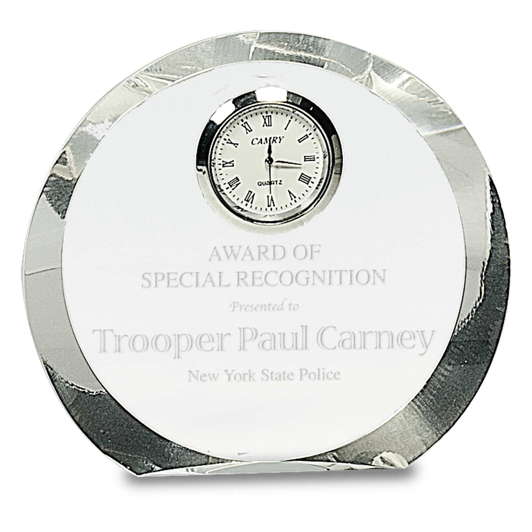4.5" Clear Crystal Round With Clock 2