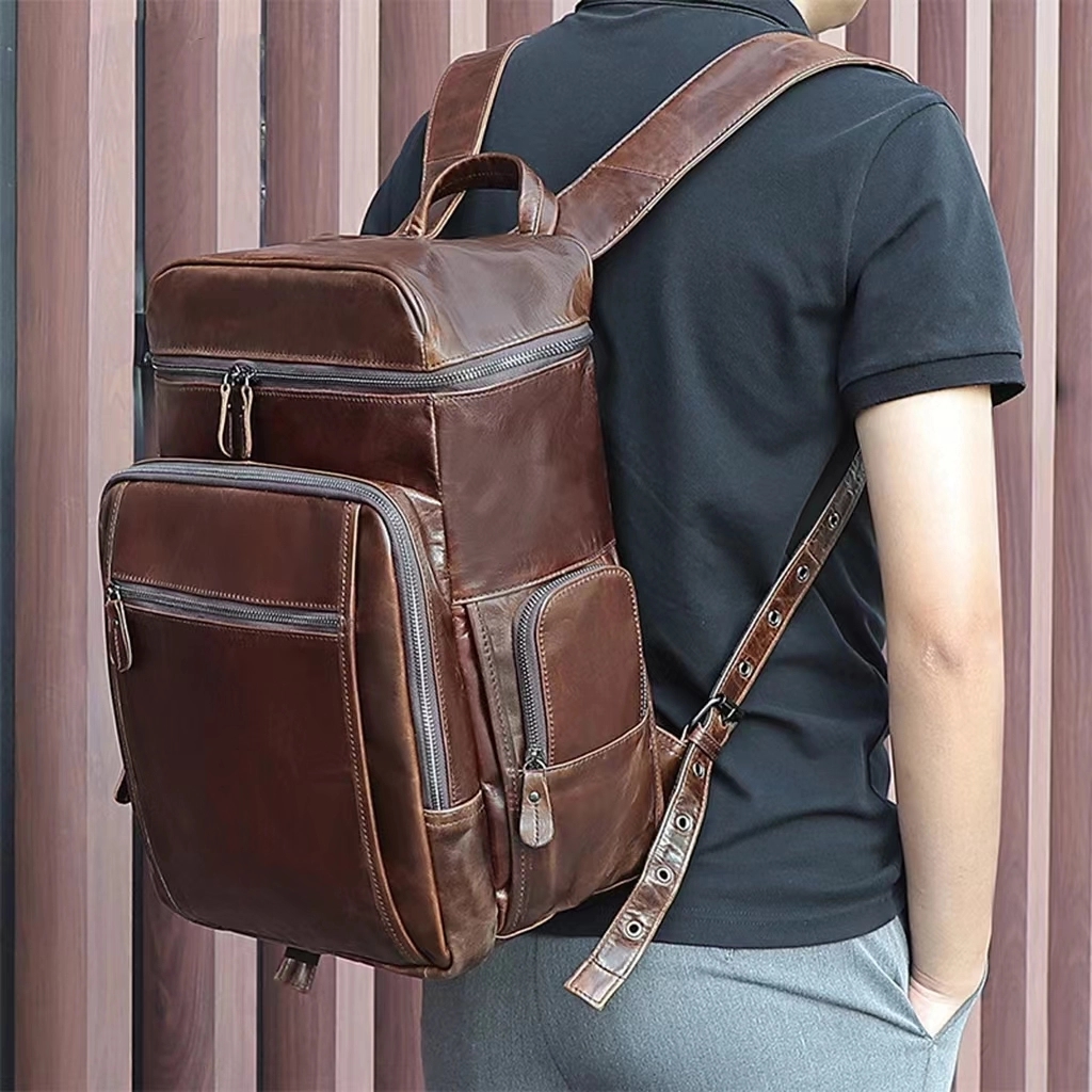 Custom Vintage Genuine Leather Backpack Fit 15.6 " Laptop 4