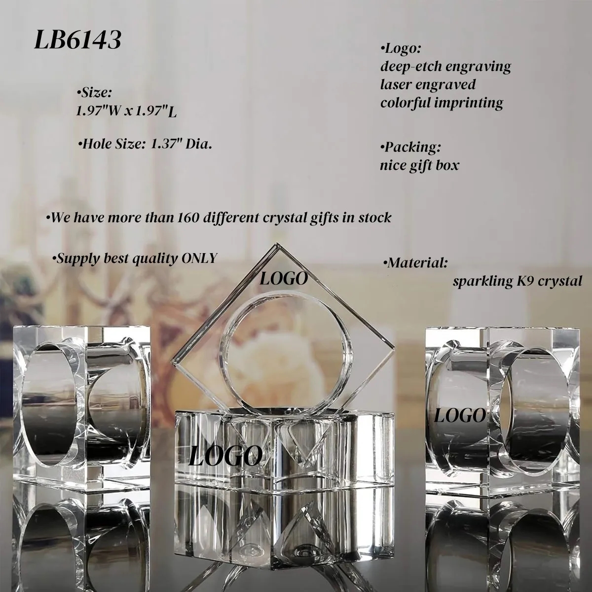 Crystal Napkin Ring Holder Factory Supply 4