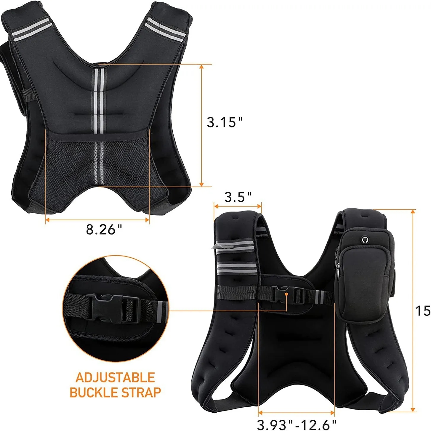 6lb/8lb/12lb/16lb/20lb/25lb/30lb Weighted Vest For Sport, Workout, Strength Training, Running 7