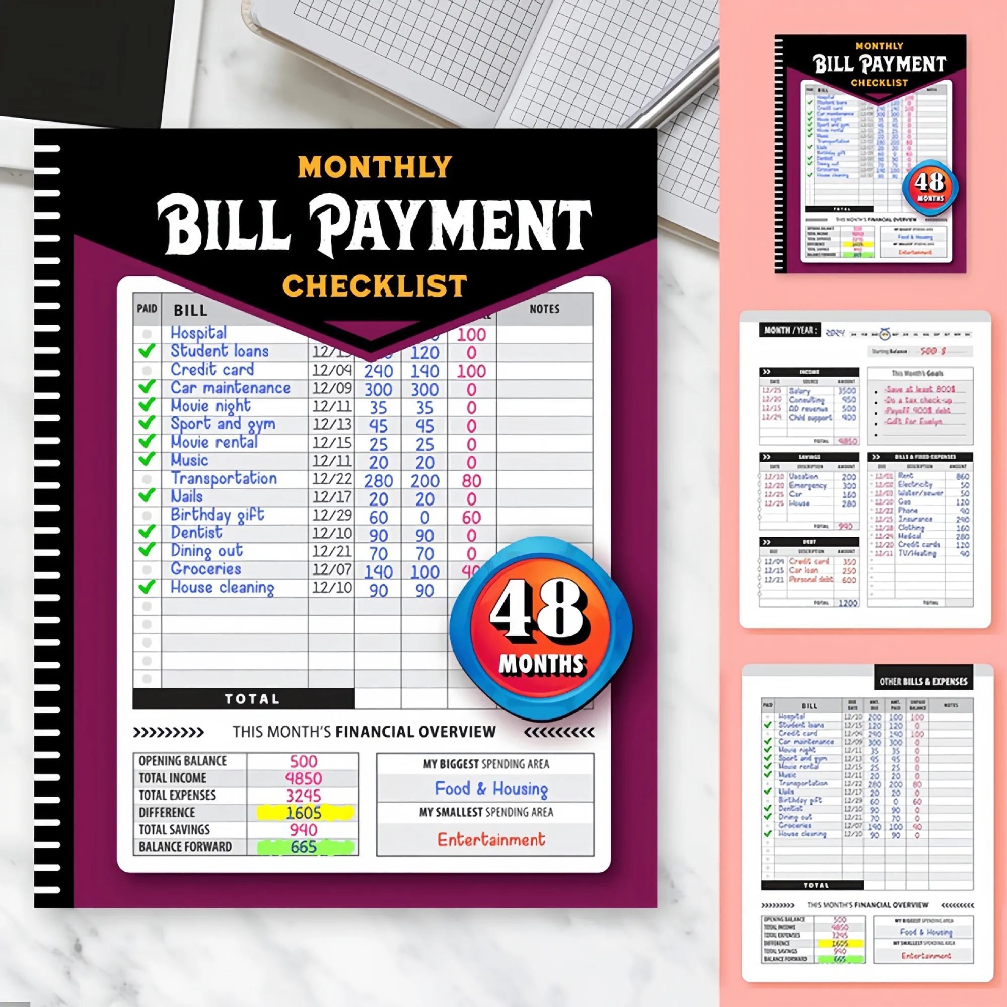 Bill payment management notebook 5