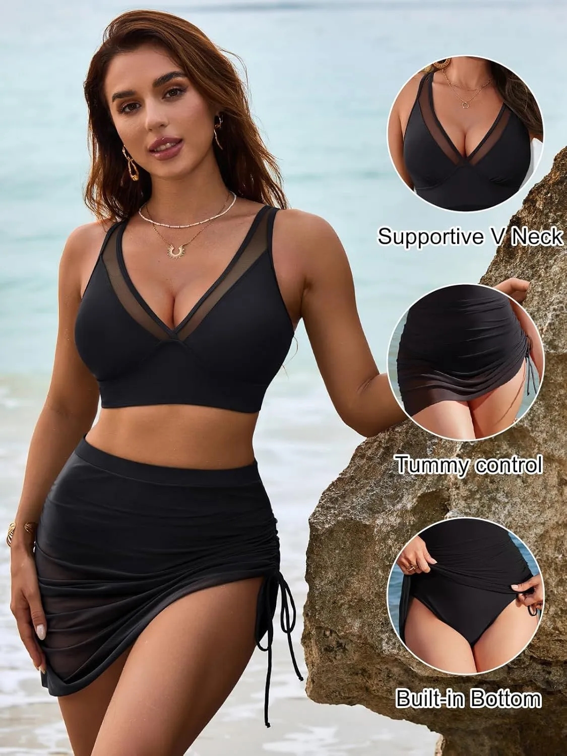 Women's One Piece Swim Dress with Tummy Control 3