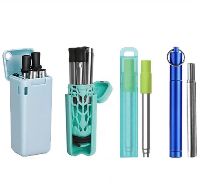 Reusable Stainless Steel Folding Straw with Case and Brush 2