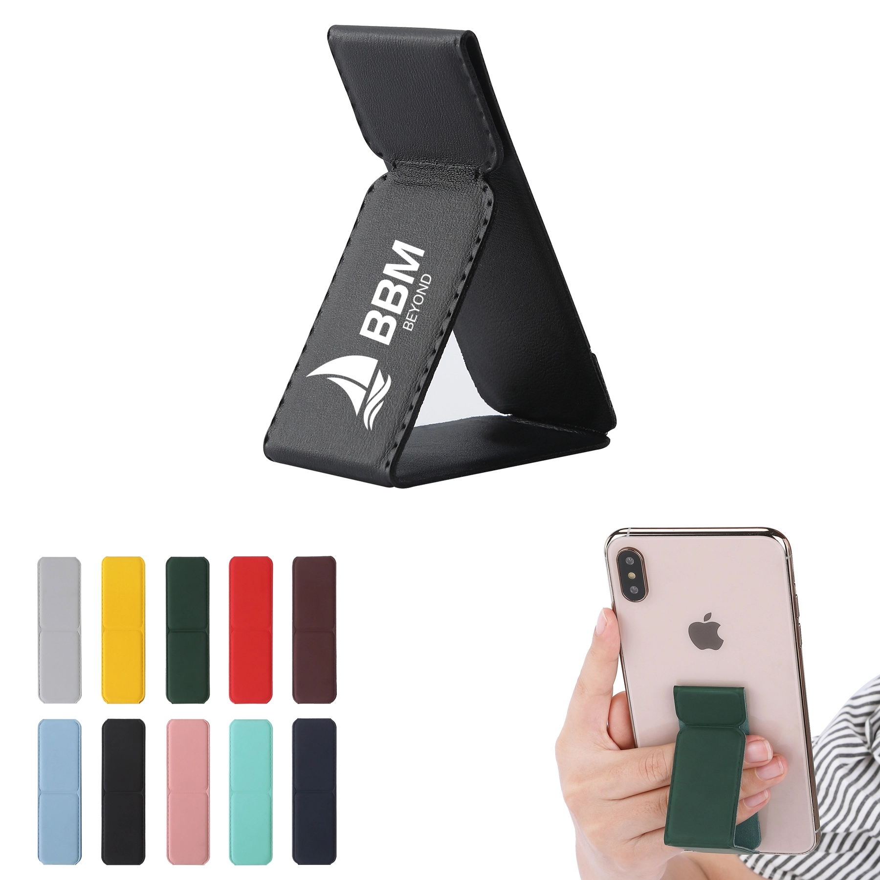 Pu Leather Functional Cell Phone Grip Stand 1