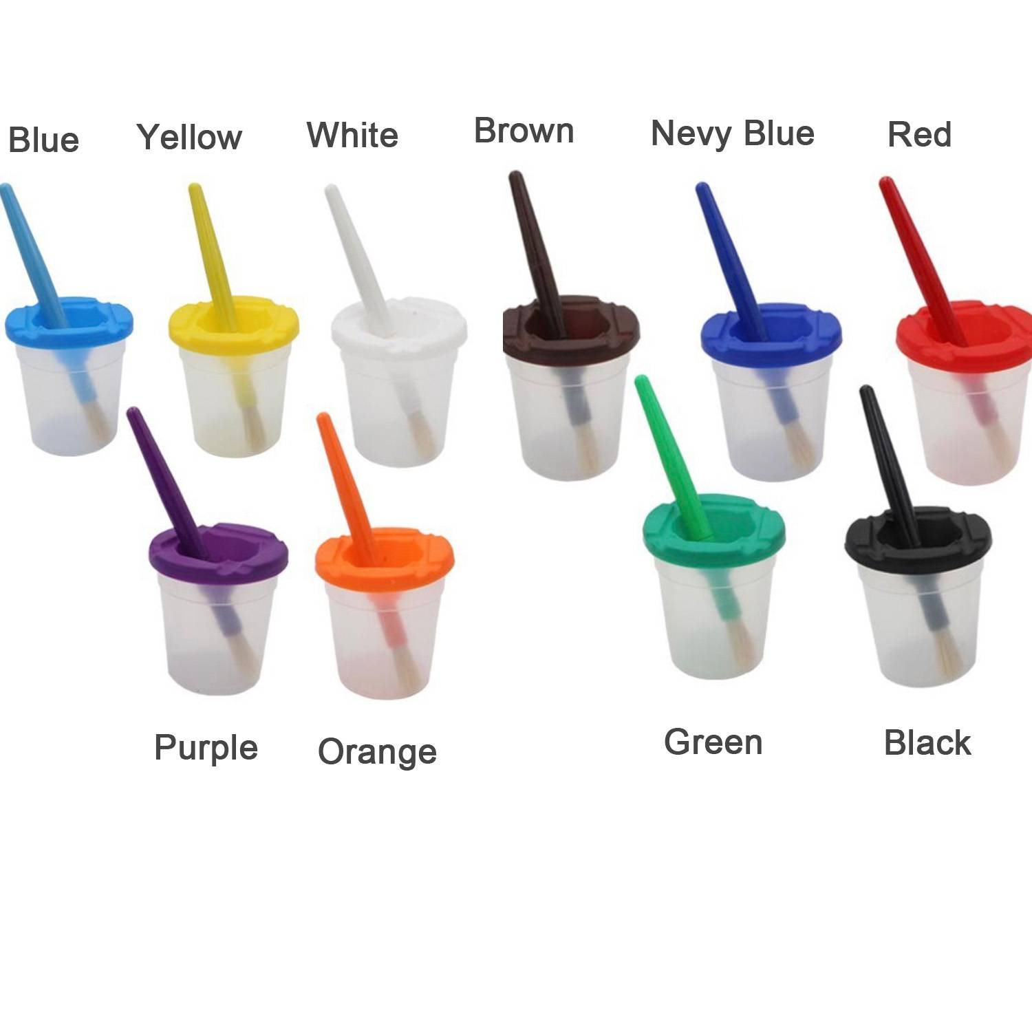Paint Cups W/Colored Lids 6