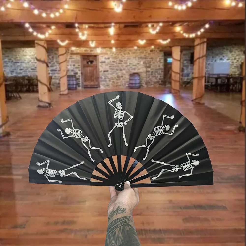 Black Folding Fans for Line Dancing Boots on The Ground 8