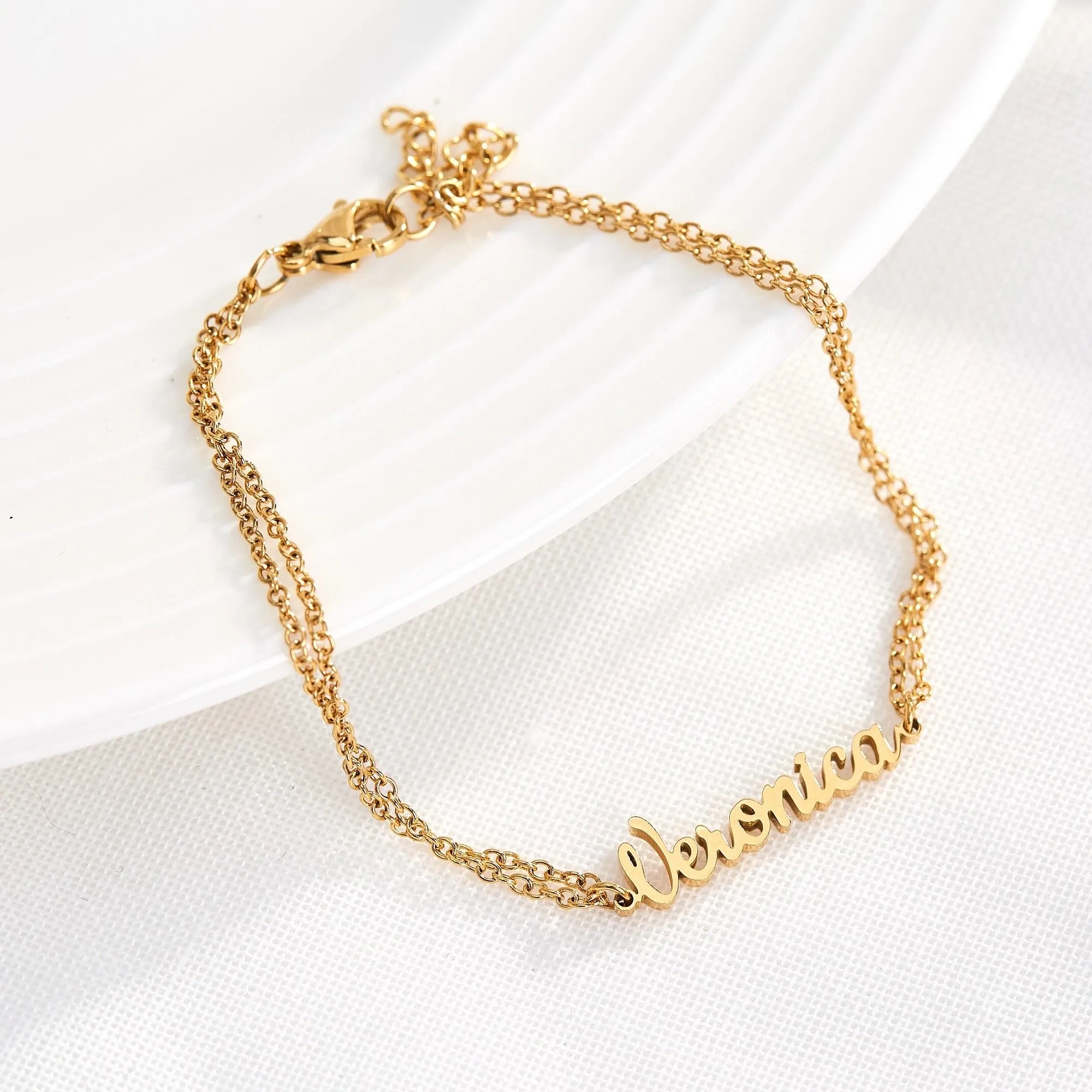 Gold Plated Stainless Steel Letter Bractlet Jewelry MOQ60 1