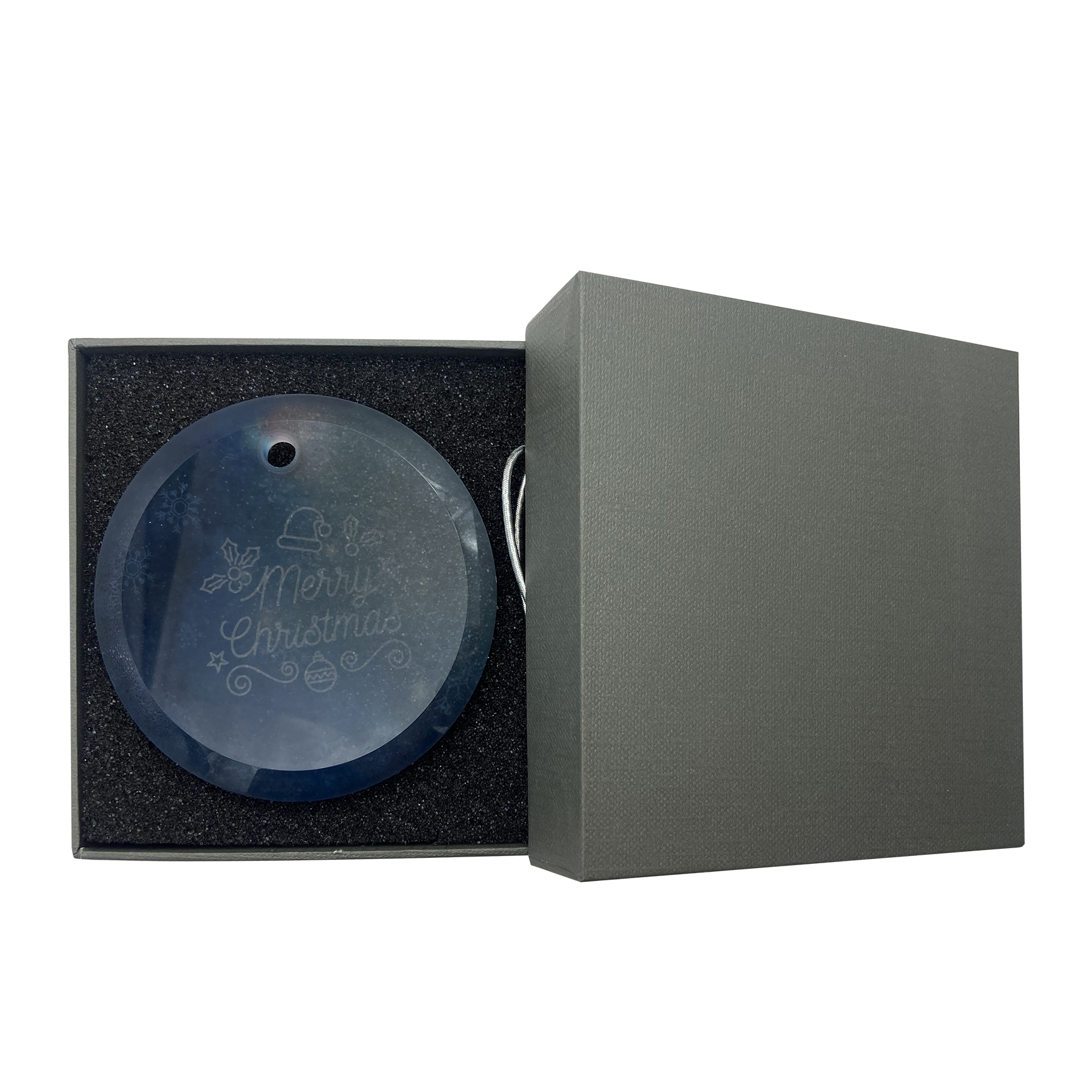 Gift Box 3" Round Frosted Glass Ornament 5