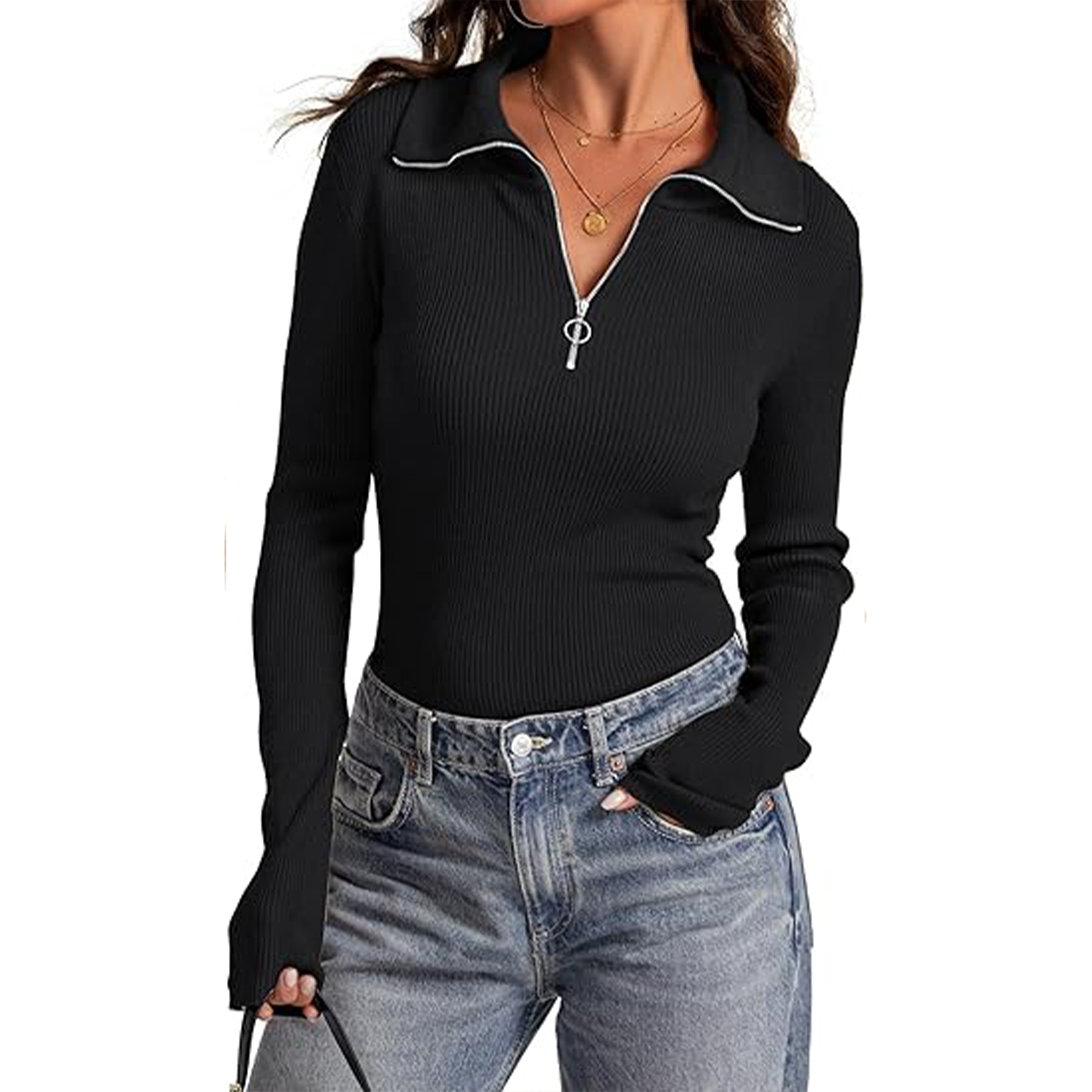 Long Sleeved Slim fit Ribbed Knit Sweater, custom hoodie or sweatshirt with logo imprint 5