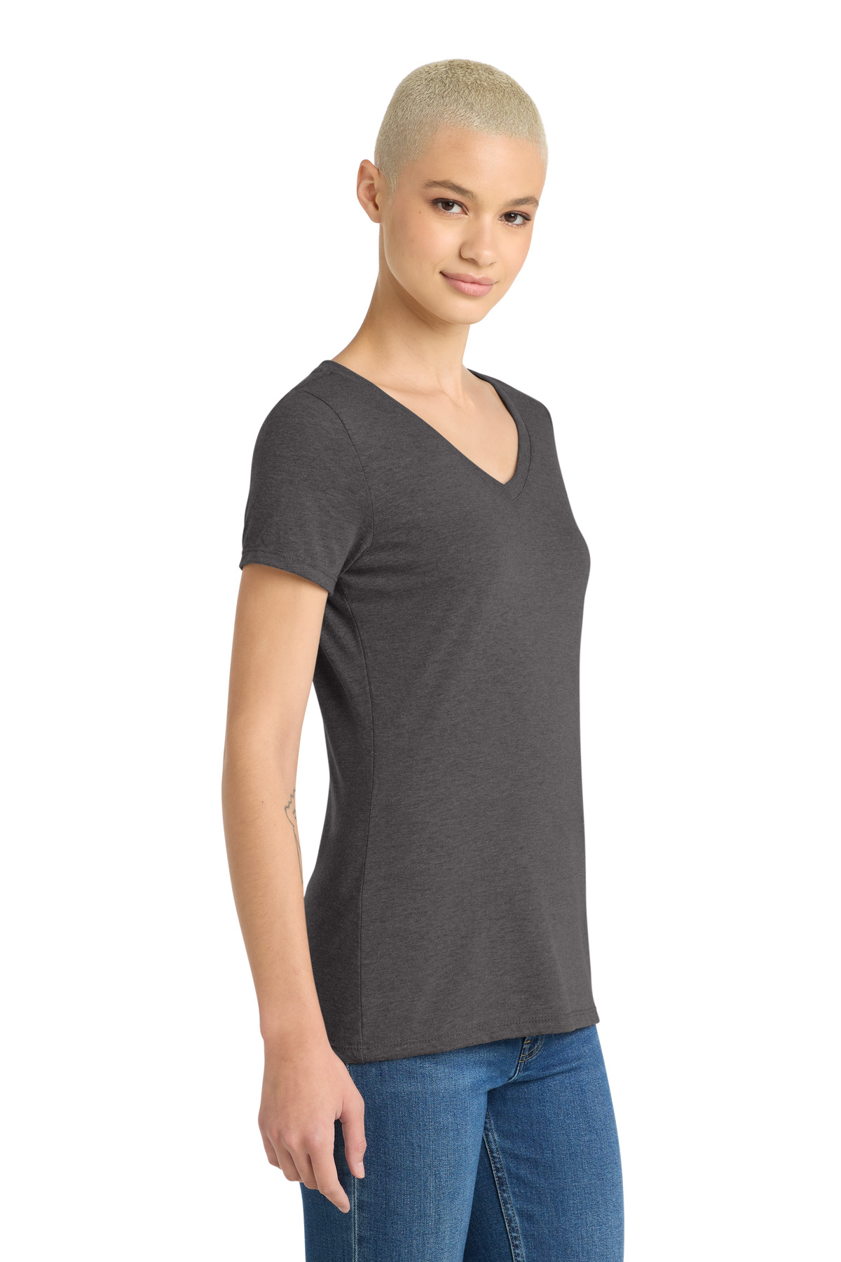 District Women's Perfect Tri V-Neck Tee. DM1350L 192