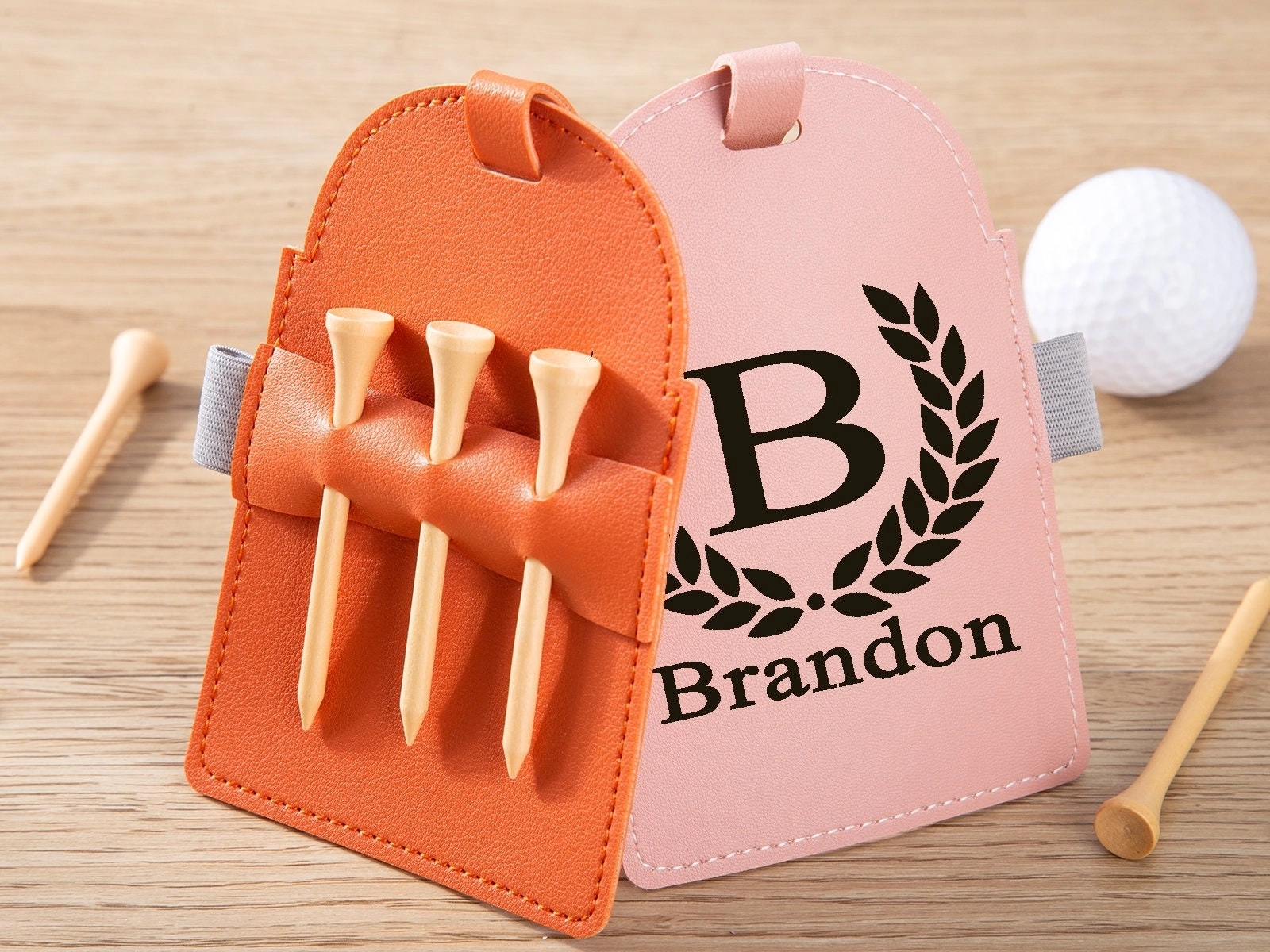 LEATHER GOLF BAG TAG TEE HOLDER 10