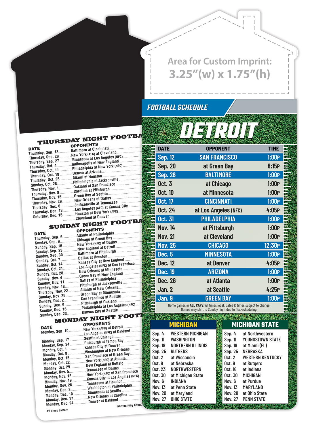 Magna-Card House Shape Magnet Football Schedules (3.5x9)