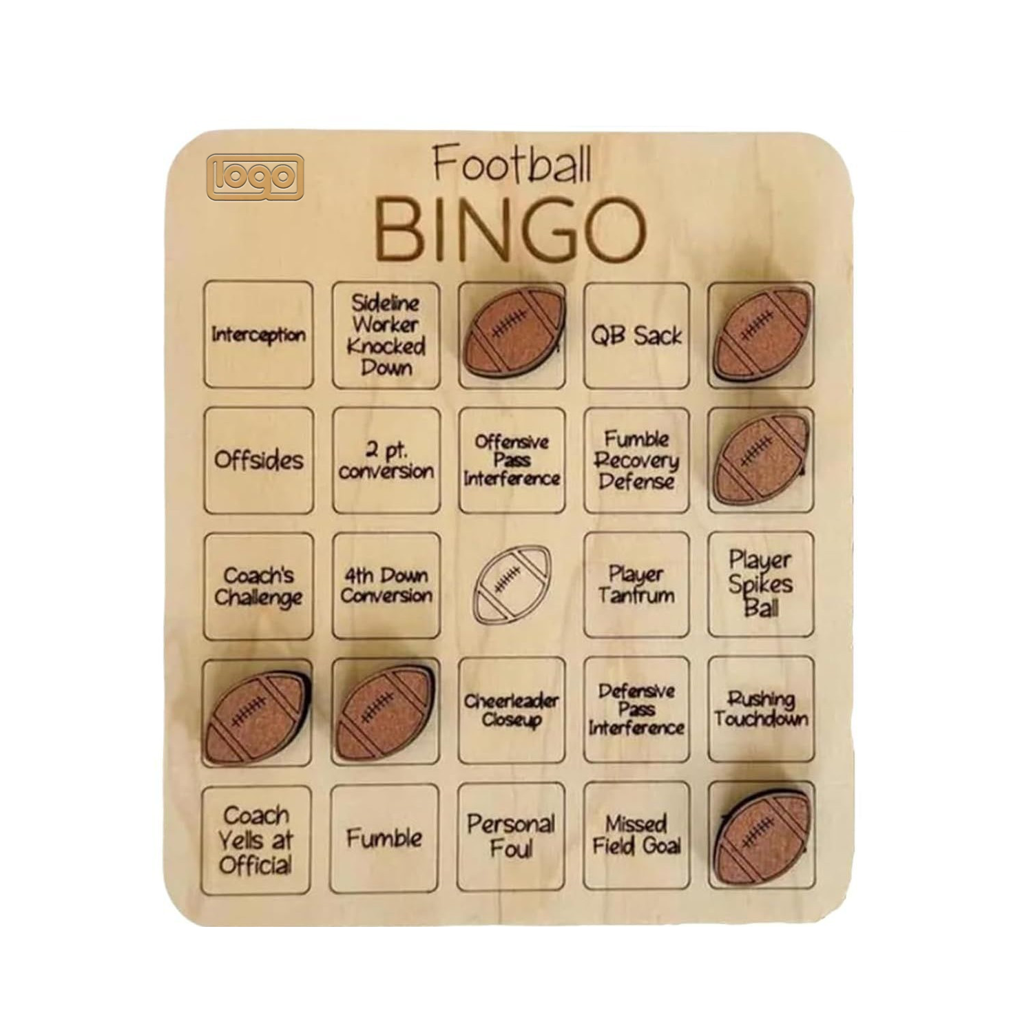 Creative Football Bingo Game Wooden Tic-Tac-Toe Board