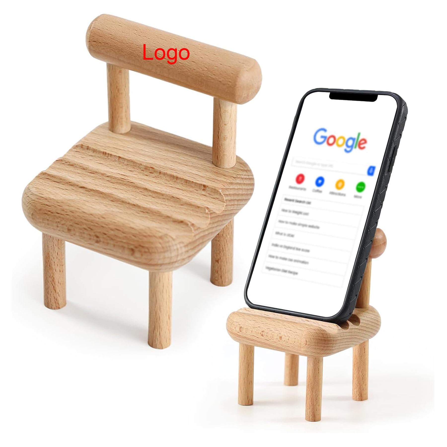 Cute Wooden Mini Chair Phone Stand for Desk 4
