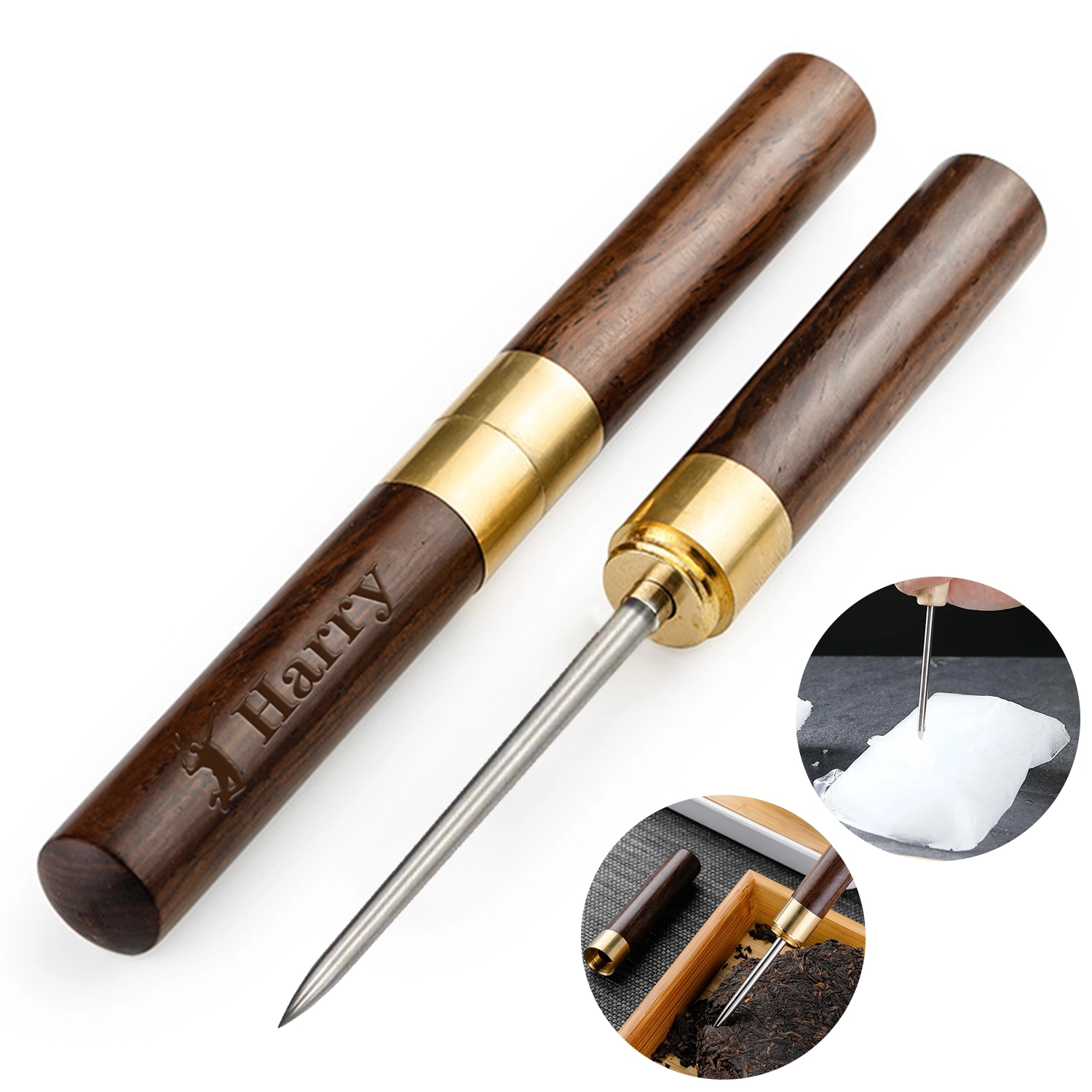Ice Picks Stainless Steel Wooden Handle With Cover 2