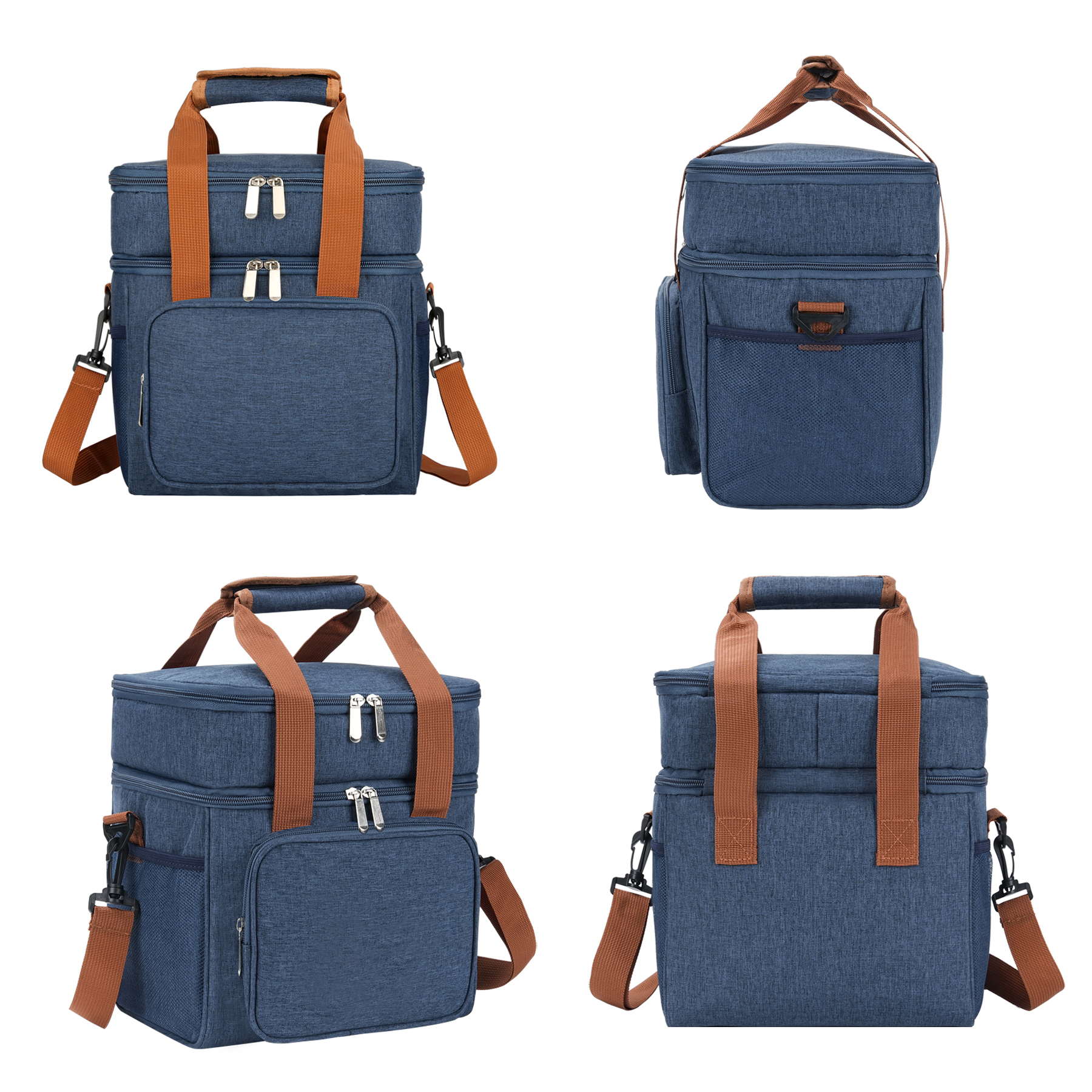 Double Deck Insulated Lunch Bag W/Adjustable Shoulder Strap 9